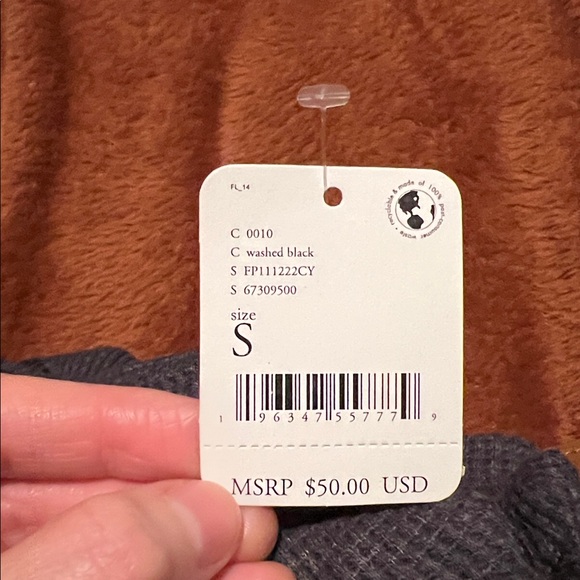 NWT Free People Dark Gray Long Sleeve Tee - Picture 9 of 9